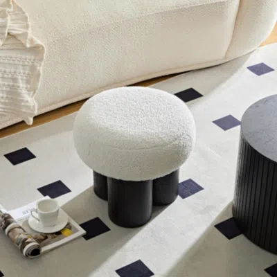 Streamdale Furniture Streamdale White Lamb Wool Seat, Barrel Pvc Pipe With Black Ash Willow