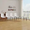 Streamdale Furniture Streamdale White Leather Dining Chair With Curved Cushion (set Of 6)