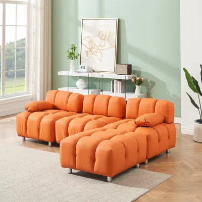 Streamdale Furniture Streamdale White Leatherette Sofa With Metal Legs For Four
