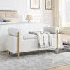 Streamdale Furniture Streamdale White Linen Upholstered Bench With Iron Legs