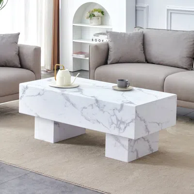 Streamdale Furniture Streamdale White Marble Coffee Table - Modern & Simple