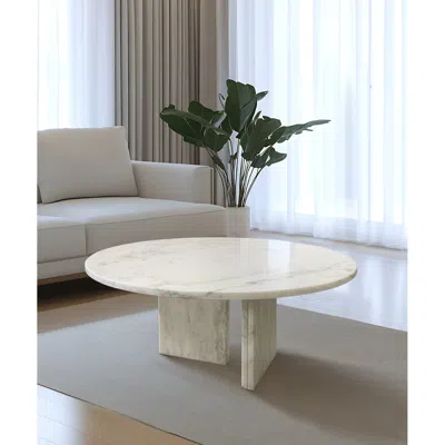 Streamdale Furniture Streamdale White Marble Coffee Table - Small, 27.6"