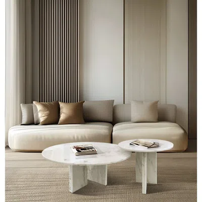 Streamdale Furniture Streamdale White Marble Coffee Table Set - Living Room Tables