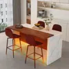 Streamdale Furniture Streamdale White Marble Look Kitchen Island With Led Lighting