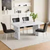 Streamdale Furniture Streamdale White Marble Table & 4 Black Pu Chairs