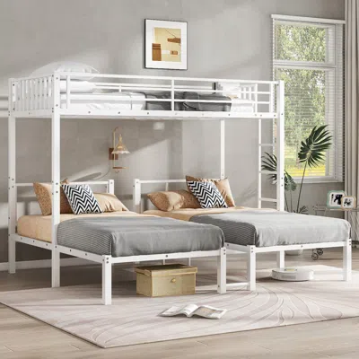 Streamdale Furniture Streamdale White Metal Triple Bunk Bed - Twin Over Twin & Twin