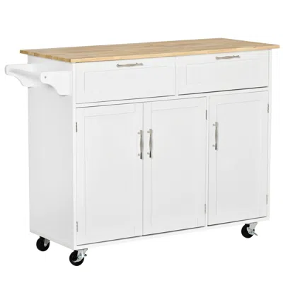 Streamdale Furniture Streamdale White Mobile Kitchen Island With Storage And Towel Rack