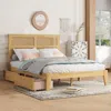 Streamdale Furniture Streamdale White Oak Full Bed With Rattan Headboard & Storage