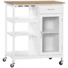Streamdale Furniture Streamdale White Rolling Kitchen Island With Storage & Wine Rack