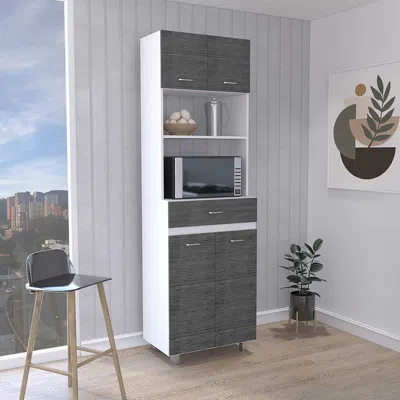 Streamdale Furniture Streamdale White Smokey Oak Microwave Cabinet