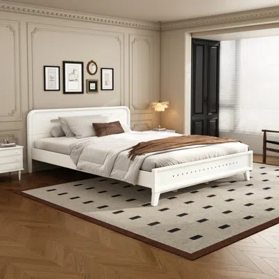 Streamdale Furniture Streamdale White Solid Pine Wood Queen Bed Frame With Timeless Design