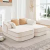 Streamdale Furniture Streamdale White Teddy Fabric Boneless Sofa With Double Chaises And Contrast Color Design