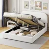 Streamdale Furniture Streamdale White Teddy Fleece Queen Platform Bed With Storage