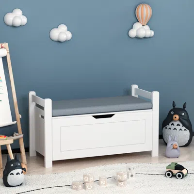 Streamdale Furniture Streamdale White Toy Storage Organizer With Cushion Seat For Kids