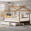 Streamdale Furniture Streamdale White Twin Size Wooden House Bed With Original Wood Colored Frame Twin Size Trundle And B