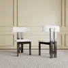 Streamdale Furniture Streamdale White Velvet Dining Chairs - Black Frame (set Of 2) In White