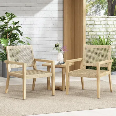 Streamdale Furniture Streamdale Wicker & Acacia Club Chairs (set Of 2)