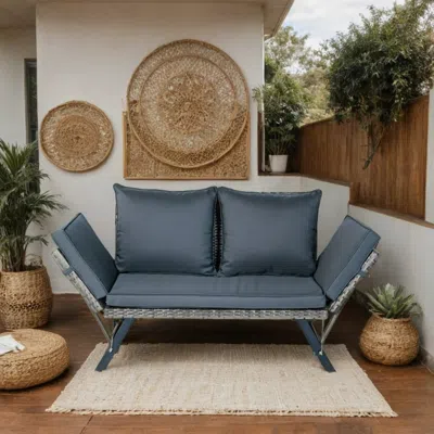 Streamdale Furniture Streamdale Wicker Foldable Patio Bench With Cushion