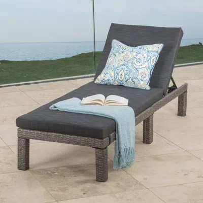 Streamdale Furniture Streamdale Wicker Patio Chaise Lounge With Water Resistant Cushion