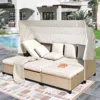 Streamdale Furniture Streamdale Wicker Patio Sofa Set With Canopy, Cushions & Table
