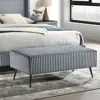 Streamdale Furniture Streamdale Wide Wale Corduroy Upholstery Bench, Blue