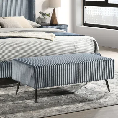 Streamdale Furniture Streamdale Wide Wale Corduroy Upholstery Bench, Blue