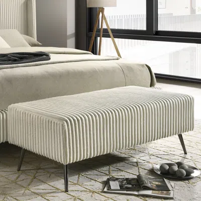 Streamdale Furniture Streamdale Wide Wale Corduroy Upholstery Bench, Cream