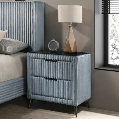 Streamdale Furniture Streamdale Wide Wale Corduroy Upholstery Nightstand, Blue