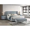 Streamdale Furniture Streamdale Wide Wale Corduroy Upholstery Panel King Bed With 2 Nightstands And Bench, Blue