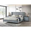 Streamdale Furniture Streamdale Wide Wale Corduroy Upholstery Panel King Bed With 2 Nightstands, Blue
