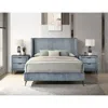 Streamdale Furniture Streamdale Wide Wale Corduroy Upholstery Panel Queen Bed With 2 Nightstands, Blue