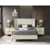 Streamdale Furniture Streamdale Wide Wale Corduroy Upholstery Panel Queen Bed With 2 Nightstands, Cream