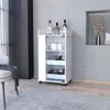 Streamdale Furniture Streamdale Willow Park Glass Door Bar Cart With Bottle Holder And Casters