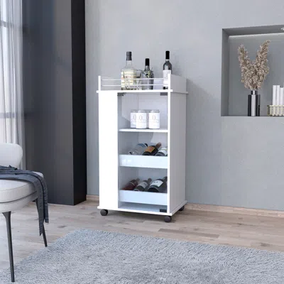 Streamdale Furniture Streamdale Willow Park Glass Door Bar Cart With Bottle Holder And Casters