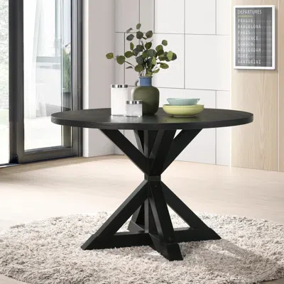Streamdale Furniture Streamdale Windvale Cross-buck Base Dining Table In Black