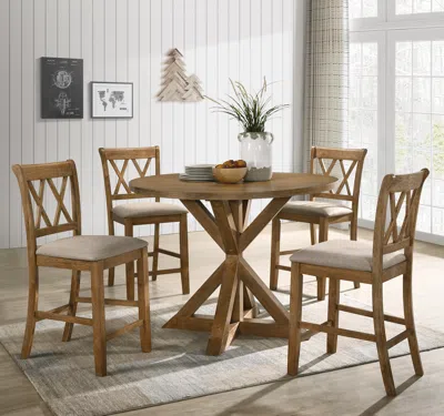 Streamdale Furniture Streamdale Windvale Cross-buck Wood 5-piece Counter Height Dining Set