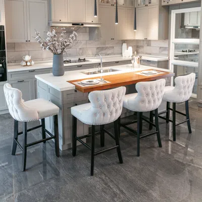 Streamdale Furniture Streamdale Wing-back Velvet Barstools With Button Tufted Decor