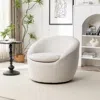 Streamdale Furniture Streamdale Winnie Modern Teddy Fabric Barrel Chair, 360 Swivel, Beige