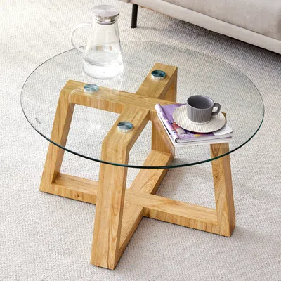 Streamdale Furniture Streamdale Wood-color Mdf Coffee Table Nature's Simplicity In Brown