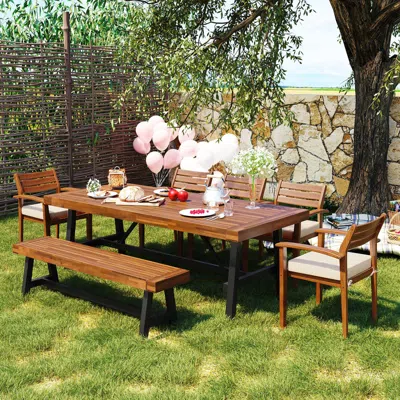 Streamdale Furniture Streamdale Wood Dining Set For 7-8 With Cushions