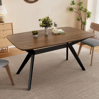 Streamdale Furniture Streamdale Wood Dining Table,walnut+black In Brown
