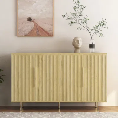 Streamdale Furniture Streamdale Wood Fluted Buffet Cabinet With Adjustable Shelves