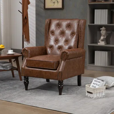 Streamdale Furniture Streamdale Wood Frame Armchair In Brown