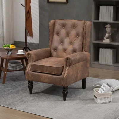Streamdale Furniture Streamdale Wood Frame Armchair In Brown