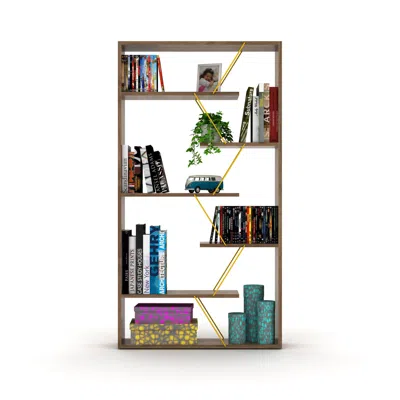 Streamdale Furniture Streamdale Wood Frame Etagere Open Back 6 Shelves Bookcase Industrial