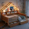 Streamdale Furniture Streamdale Wood Full House Platform Bed With Led & Storage