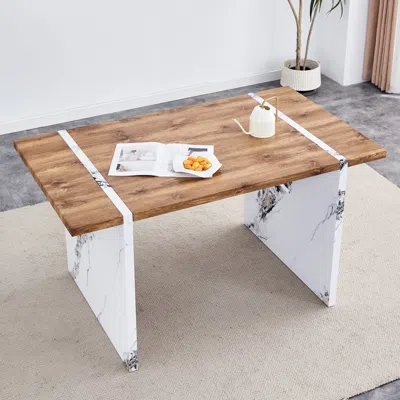 Streamdale Furniture Streamdale Wood Grain Mdf Dining Table - 55"x31.5" - Modern Design