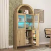 Streamdale Furniture Streamdale Wood Grain Tech Dome Cabinet - Snack Storage & Led Lighting