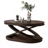 Streamdale Furniture Streamdale Wood Oval Coffee Table With X-base & Open Storage - Espresso In Brown