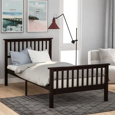 Streamdale Furniture Streamdale Wood Platform Bed Twin Bed With Headboard And Footboard (espresso)